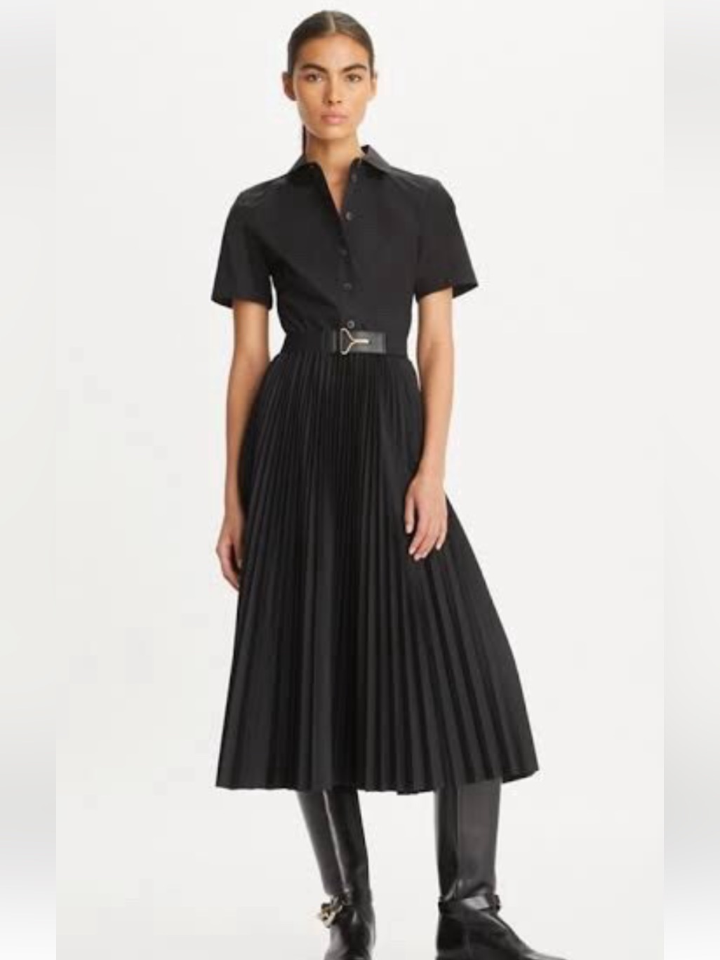 Nwt Tory Burch Pleated Short-Sleeve Poplin Shirtdress